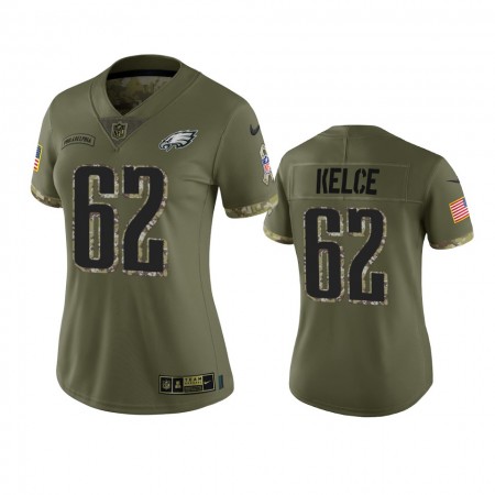 Maillot Philadelphia Eagles Jason Kelce 62 Olive 2022 Salute To Service Limited - Femme Maillot Philadelphia Eagles Jason Kelce 62 Olive 2022 Salute To Service Limited - Femme